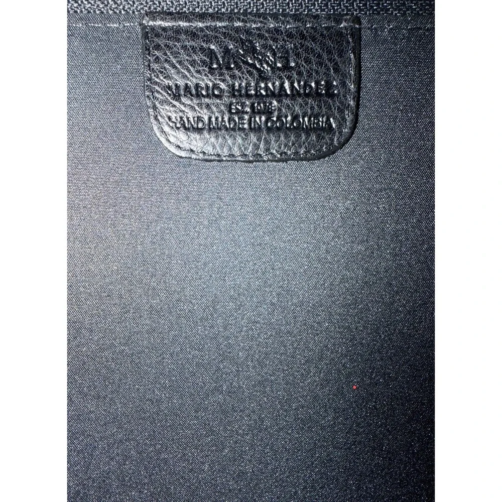 Mario Hernandez Club Colombia Black Pebbled‎ Leather Zip Travel Case Organizer